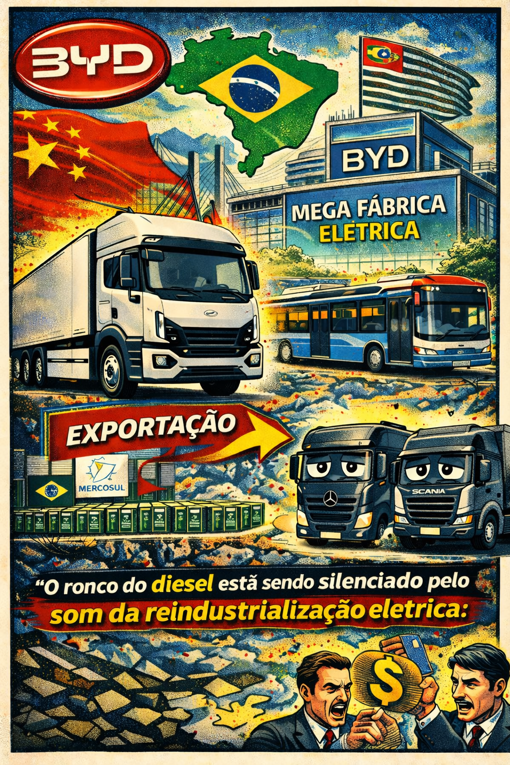 Hub Elétrico: BYD anuncia megafábrica de pesados em SP e coloca Mercedes e Scania no alvo.
