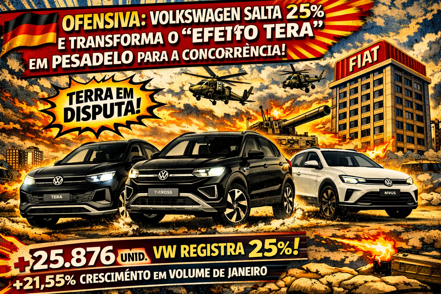 A Retomada do Império: Volkswagen Cresce 21% e Inicia 2026 em Rota de Colisão com a Liderança.
