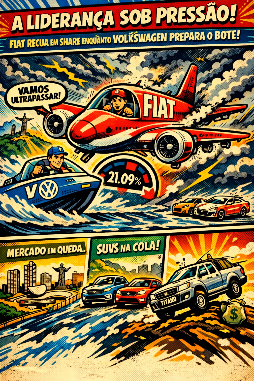 A Liderança Sob Pressão: Fiat Recua em Share enquanto Volkswagen Prepara o Bote.